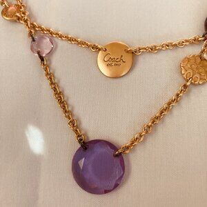✨ Stunning Coach Gold & Purple Double‑Stranded Necklace ✨